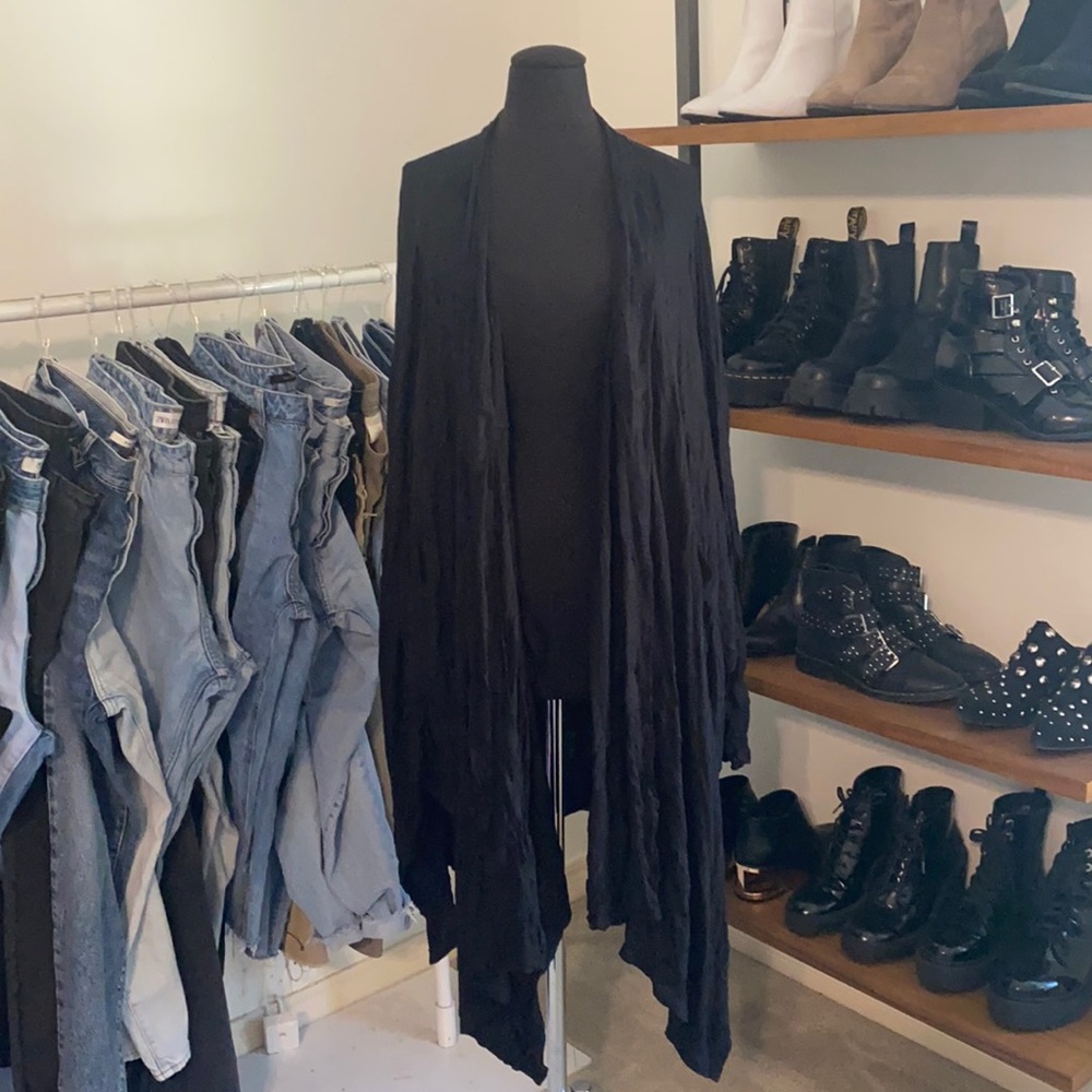 ALAIN WEIZ Black Open Cardigan/ Shrug | Size L